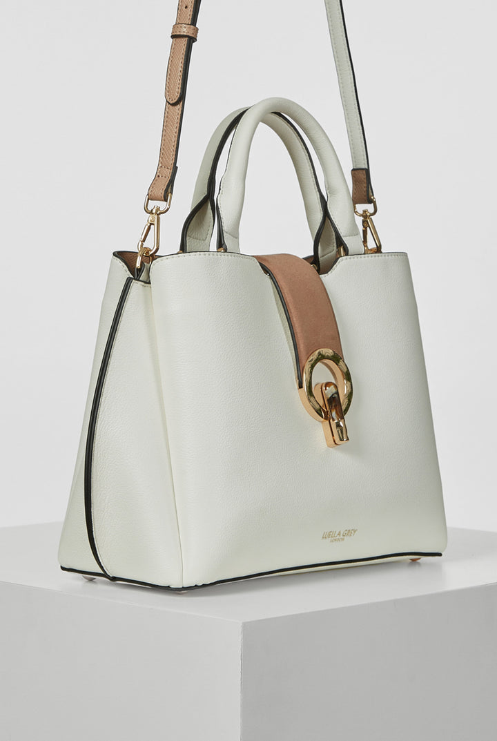 Orlanda White/Mocha Tote