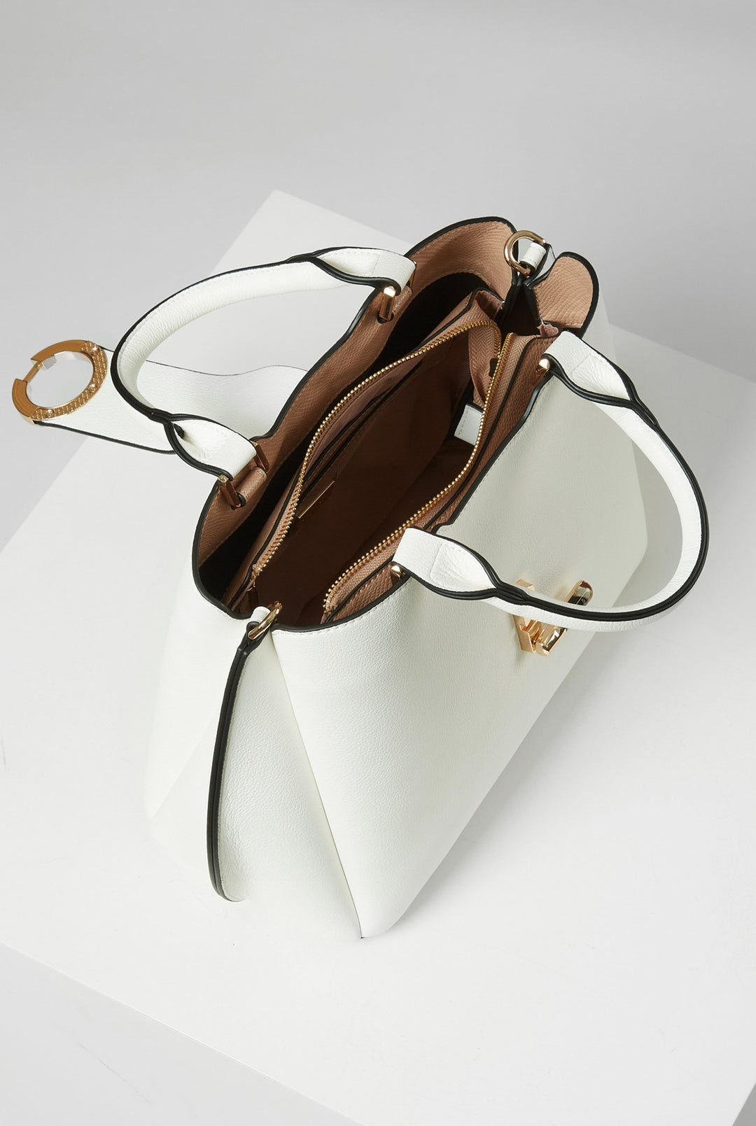 Orlanda White/Mocha Tote