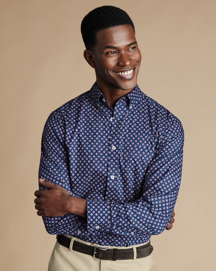 Charles Tyrwhitt Men L/S SF Button Down Printed Casual Shirt CSN0510