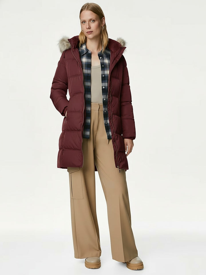 M&S Ladies Thermo Warmth Mid Long Hooded Puffer Jacket T49/4609