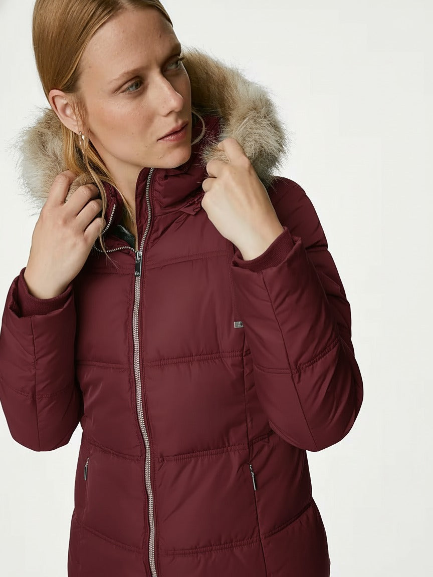M&S Ladies Thermo Warmth Mid Long Hooded Puffer Jacket T49/4609