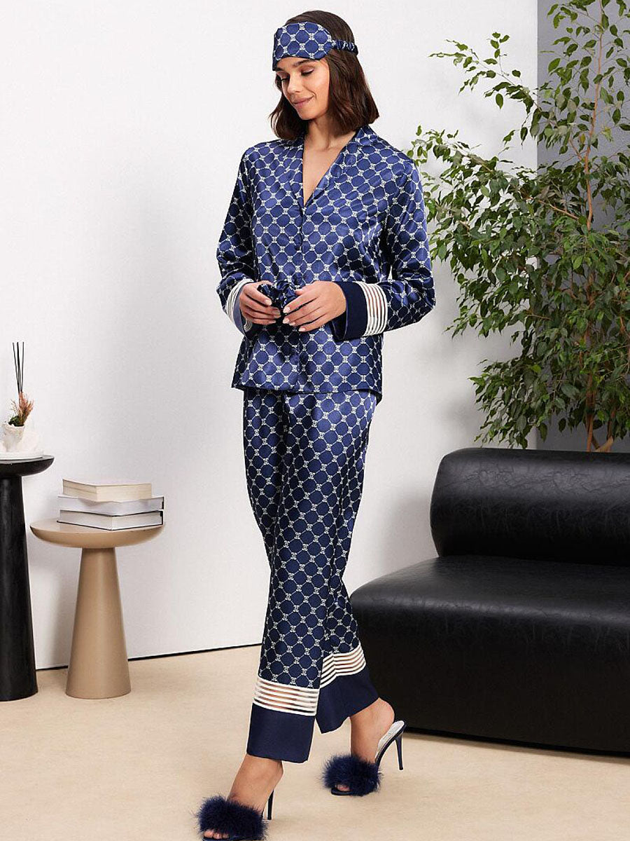 Pierre Cardin Ladies 2pcs Nighty Set With Eye Mask & Hair Band 1320 (Navy)