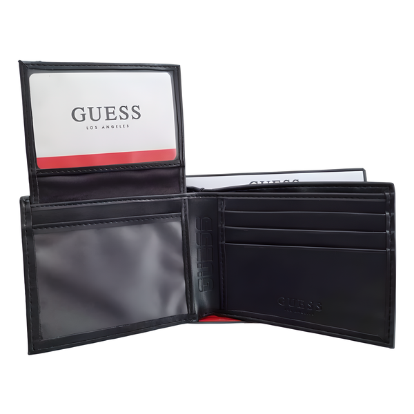 Guess Men Leather Wallet Black MT-31GO22C033