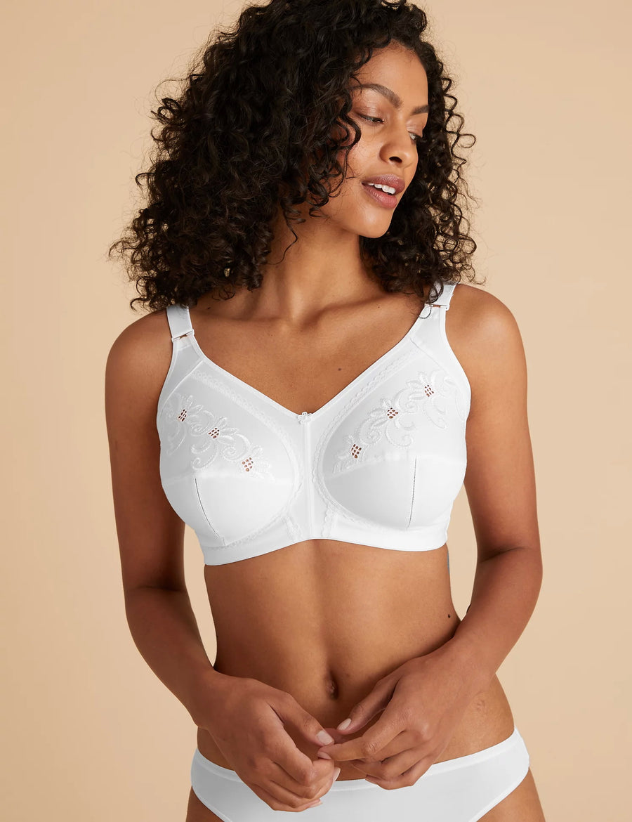 Buy Rose Pink Total Support Embroidered Non Pad Non Wired Bra from