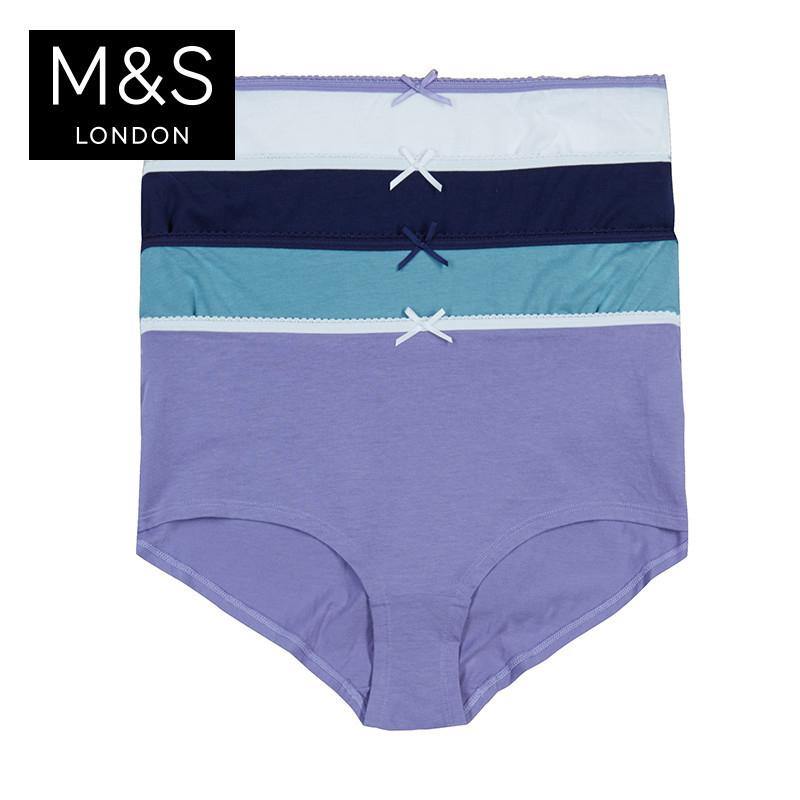 M&S Ladies Cotton Low Rise Shorts 4Pack T61/4260