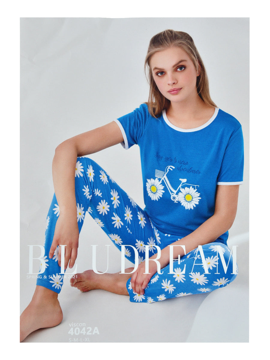 Blue Dream Ladies S/S Top With Payjama 4042