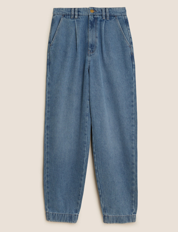 M&S Per una Denim Tapered Ankle Grazer High Rise Jeans T53/7201U