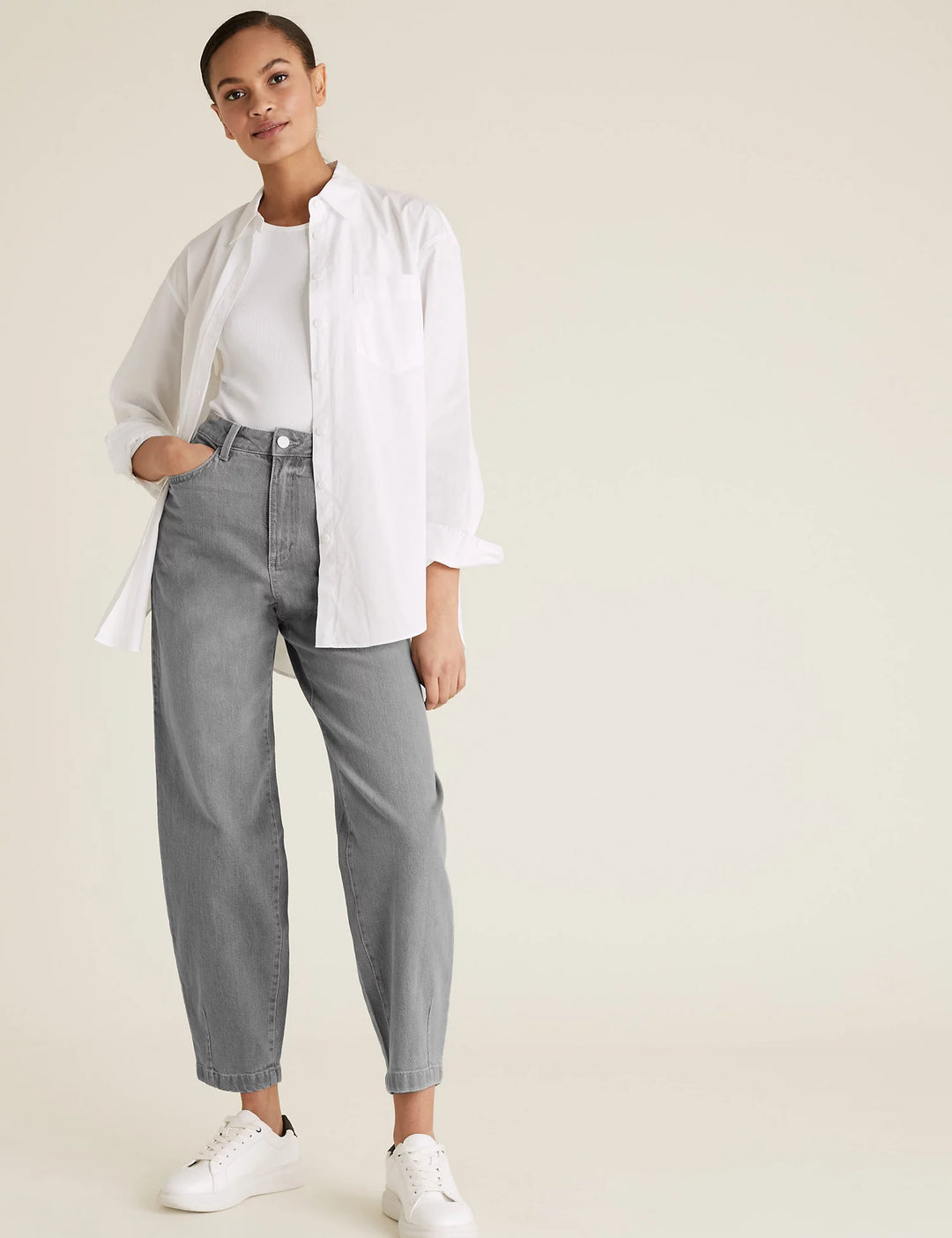 M&s Jeans Ladies White Jeans Size 12 M&S Light Indigo High