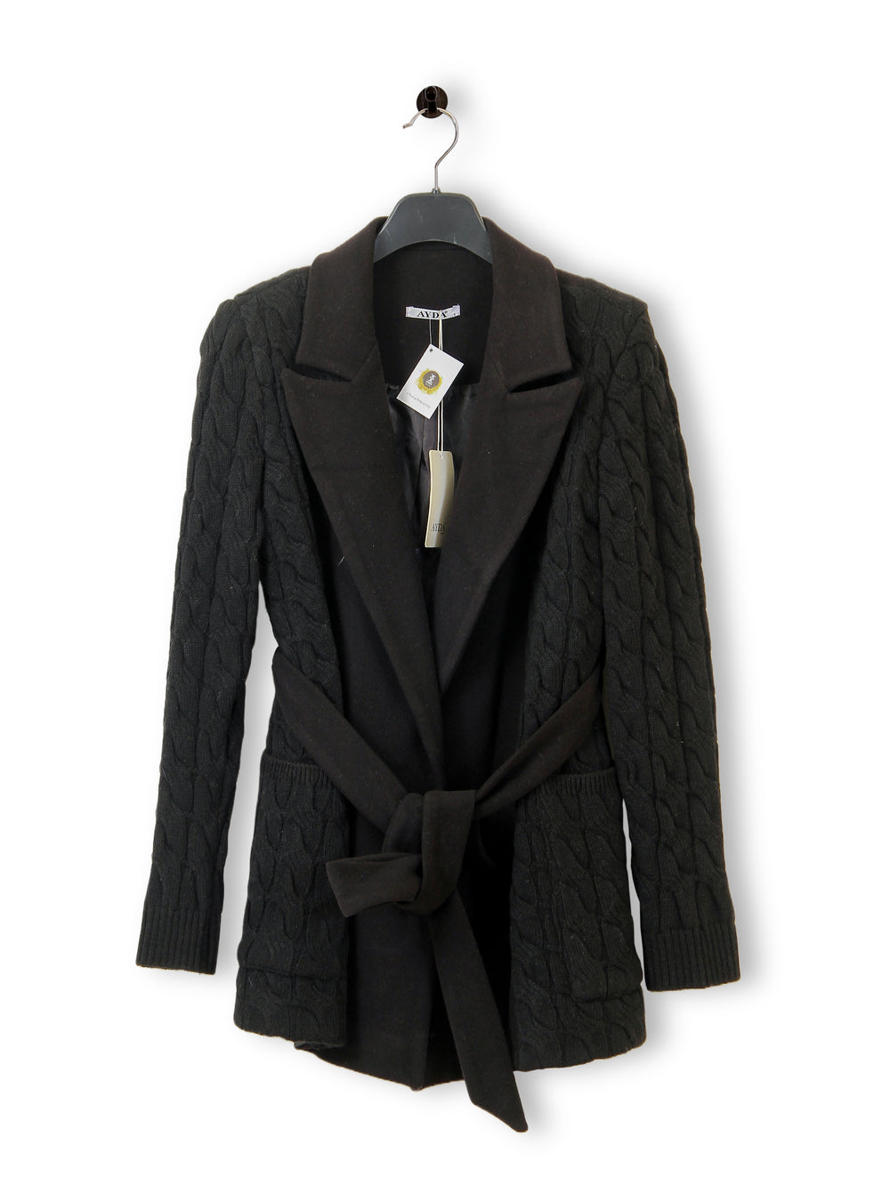 Ayda Ladies Cabel Knit Coat With Belt 8034