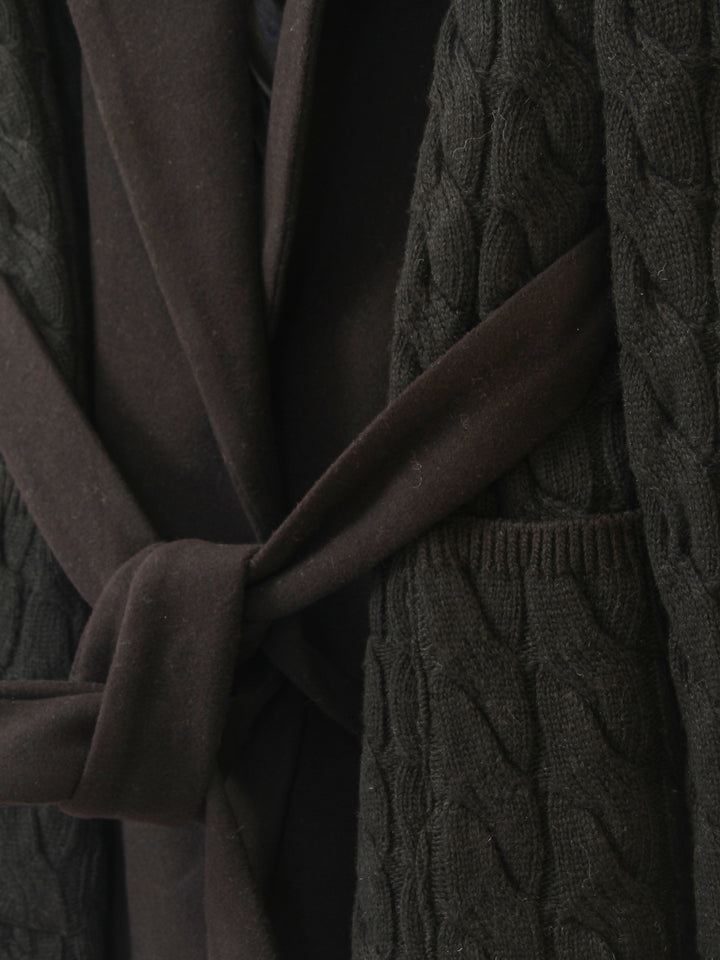 Ayda Ladies Cabel Knit Coat With Belt 8034