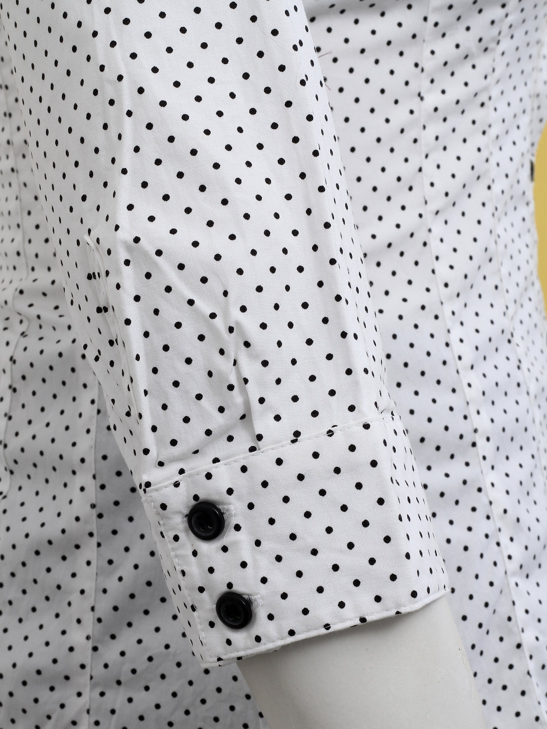 H&M Casual 3QTR Shirt With Black Polka Dots