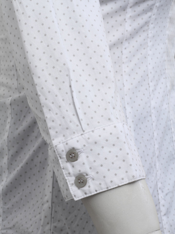H&M Casual 3QTR Shirt With Grey Polka Dots