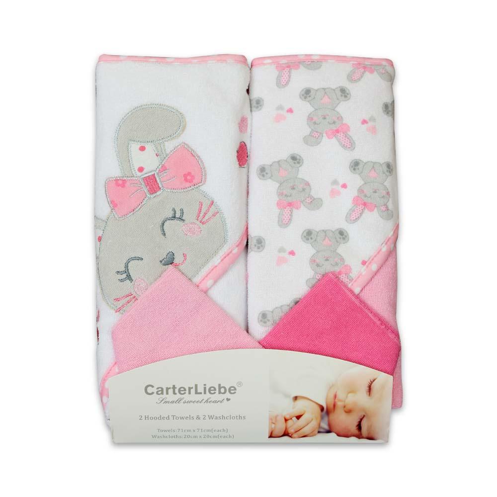 Carters Baby Bath Towel Pack Of 2 W Hood CRT EMB 2 Face Towel BY