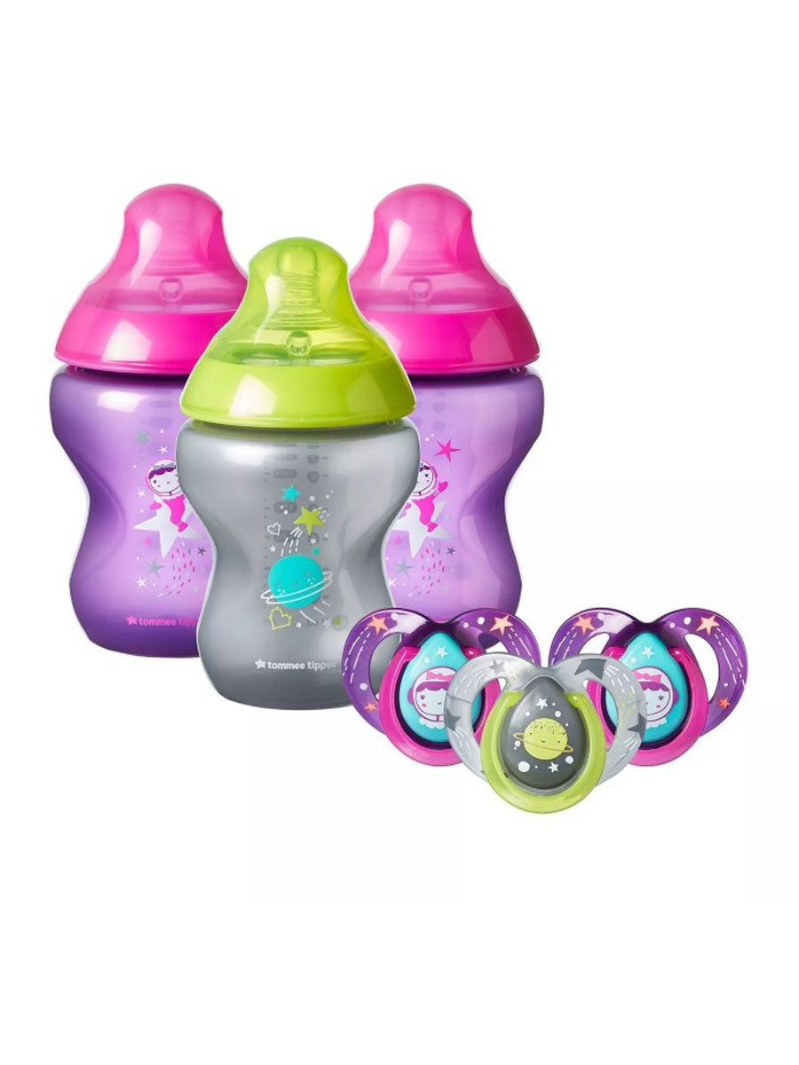 TT Baby 3 Bottle Set 3M+ 260ml 9Oz With Soothers 6-18M 422811 (A+)