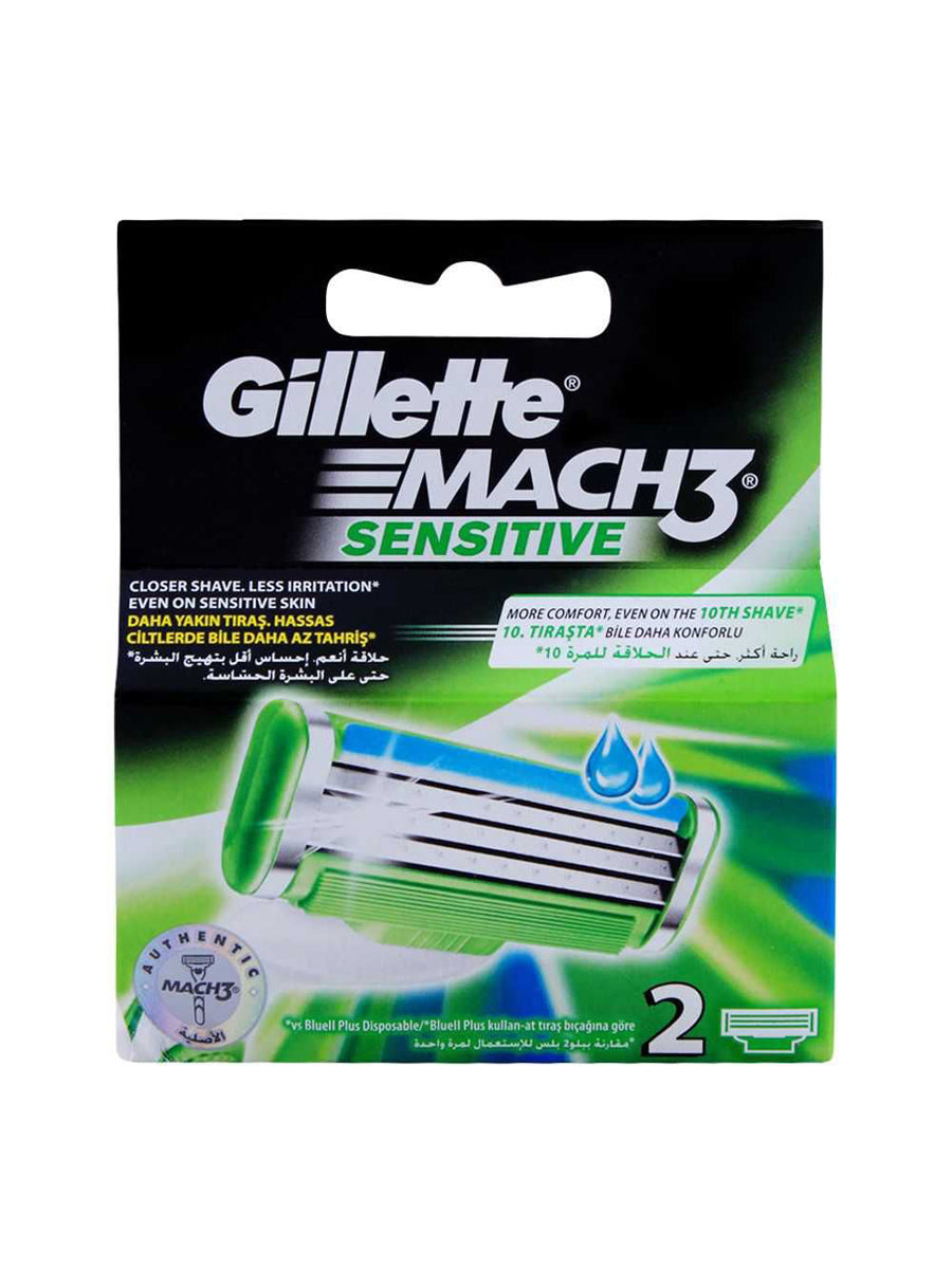 Gillette Mach3tm Blade Sensitive 2 Pack Blue ll