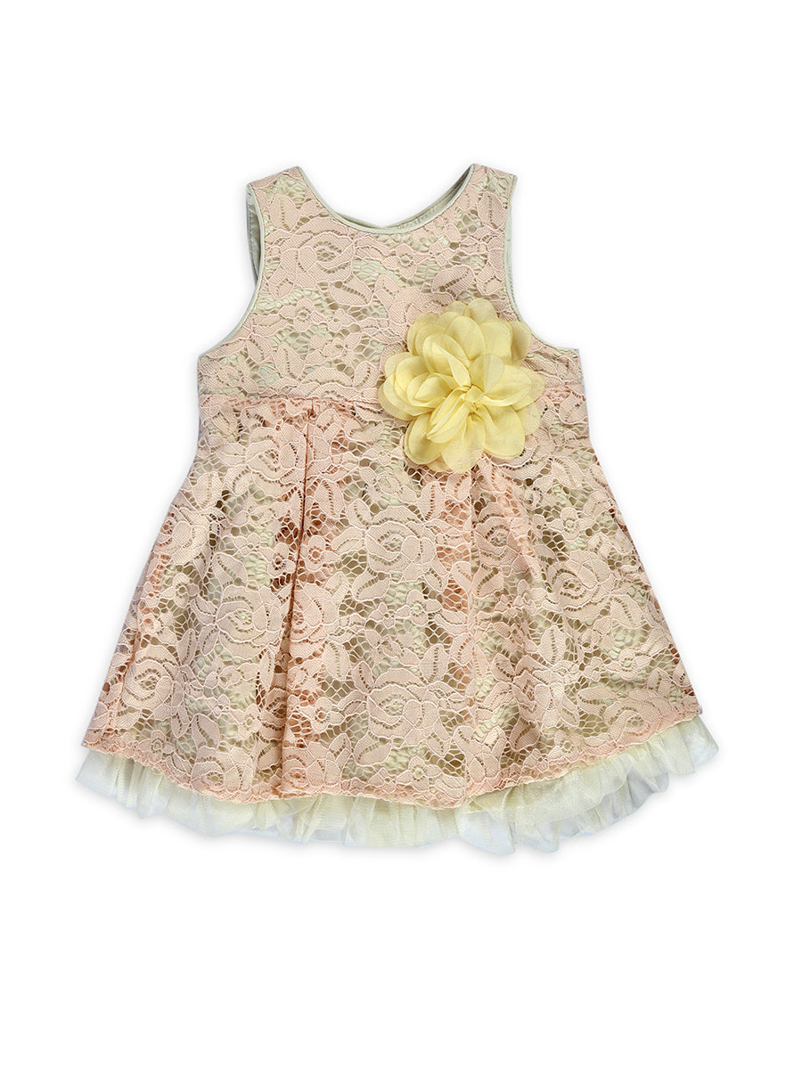 Imp Girls Fancy Frock With Flower PAtch & Panty #20212 (S-20)