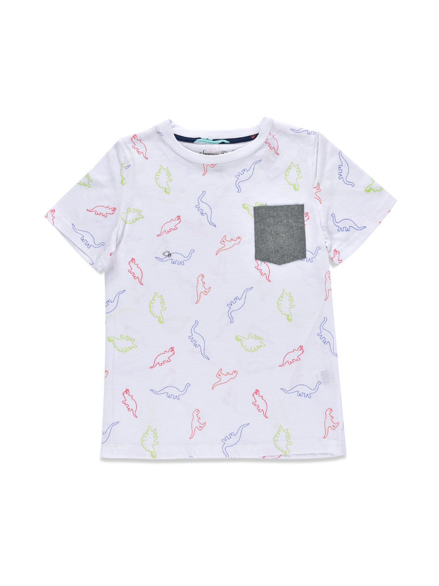 Imp Boys H/S Crew Neck T Shirt With Pkt & Dino Print #20 (S-20)