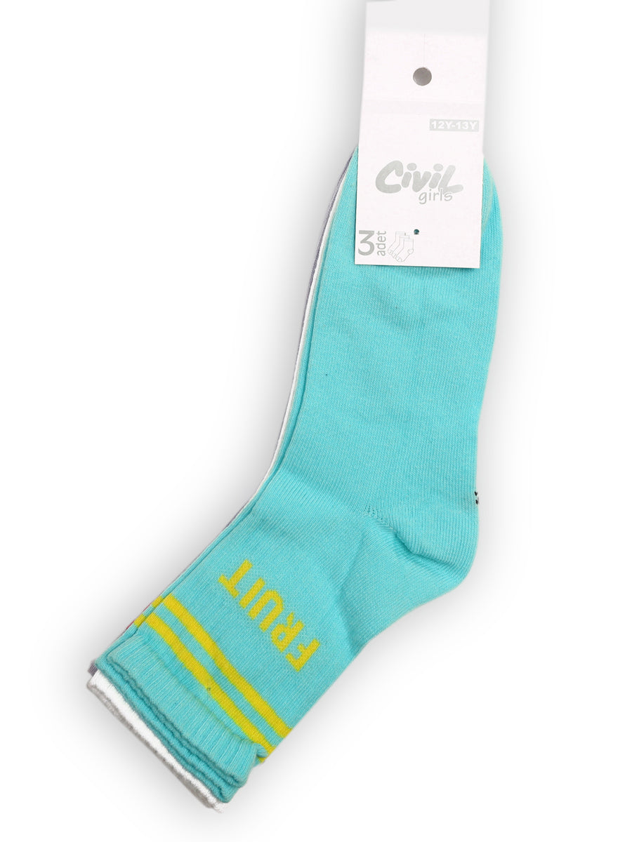Civil Girls Cotton Socks 3Pk #4113 (S-22)
