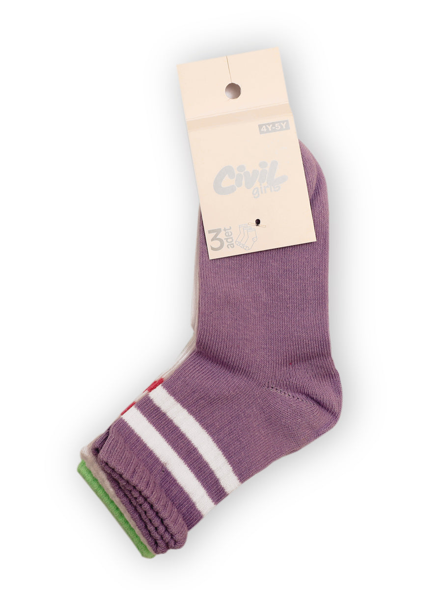 Civil Girls Cotton Socks 3Pk #4107 (S-22)