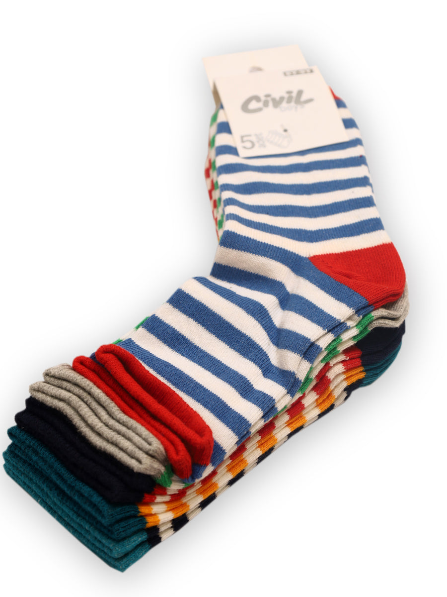 Civil Boys Cotton Socks 5Pk #3114 (S-22)