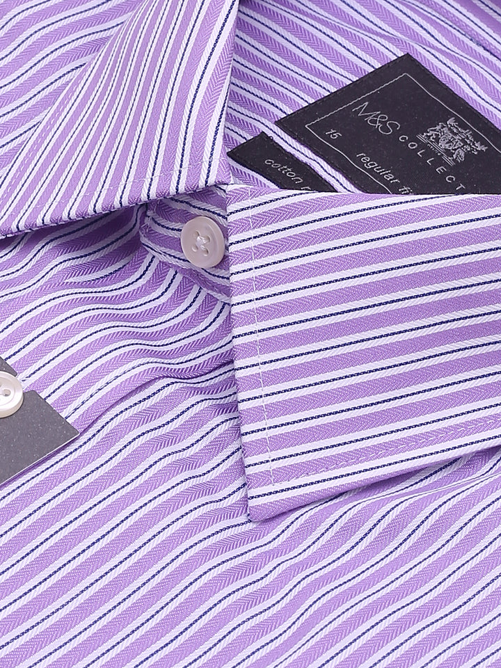 M&S Men T11/5060 Formal Shirt Stripes Purple