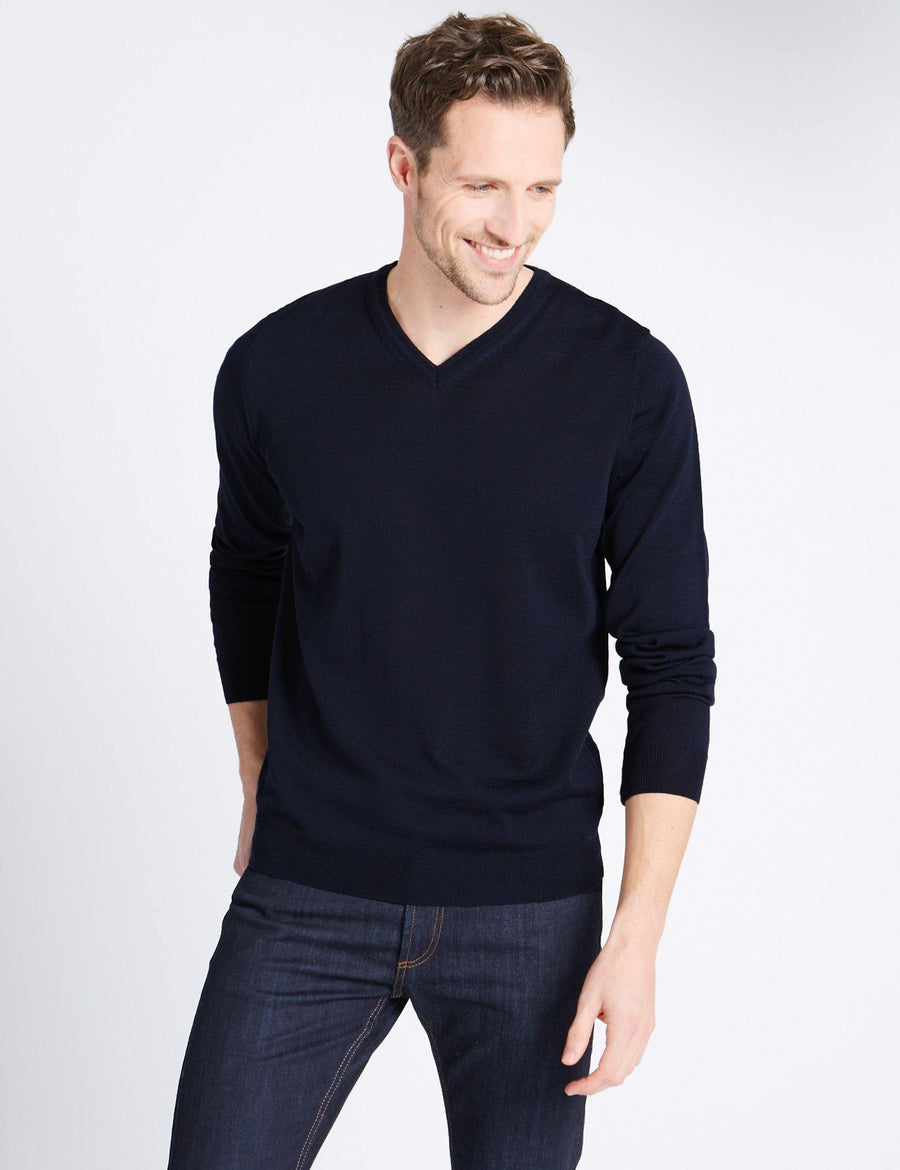 M&S Men L/S V-Neck Jersey (NG)  T30/3531M