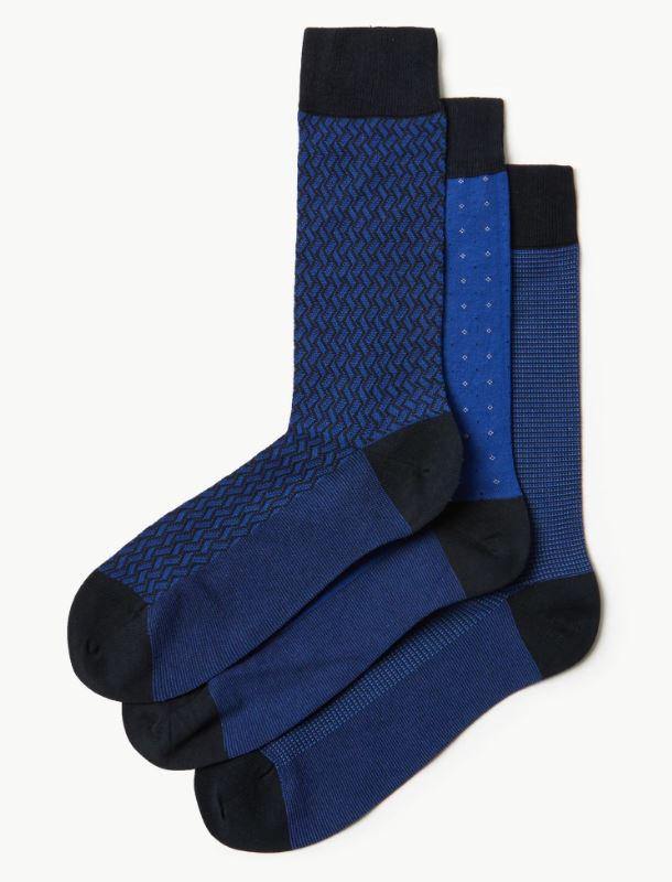 M&S Men 3 Pairs Cotton Luxury Socks T10/7066