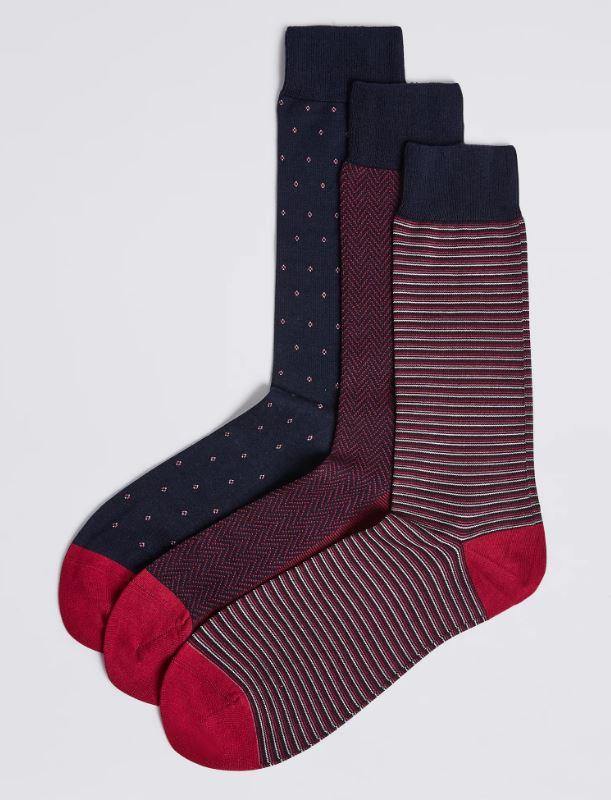 M&S Men 3 Pairs Cotton Luxury Socks T10/8030