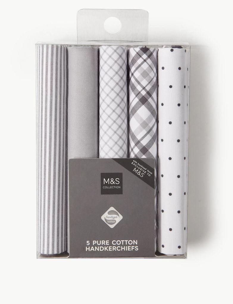 M&S Men Handkerchief 5 Pk T09/9125M
