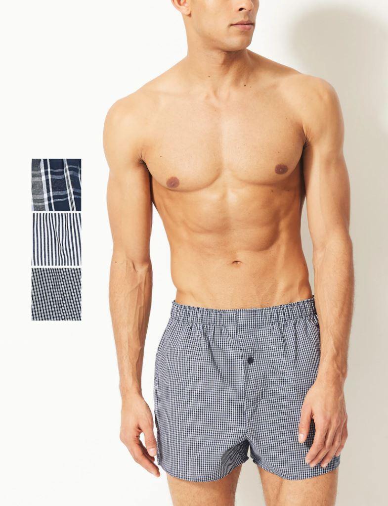 M&S Men Woven Boxer Pk 3 T14/3719