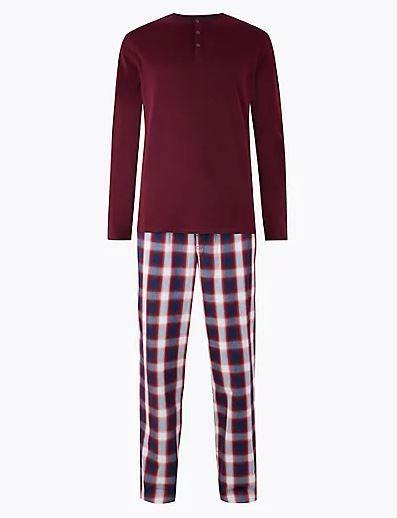 M&S Men Knitted L/S T-Shirt & Pajama Set T07/3046