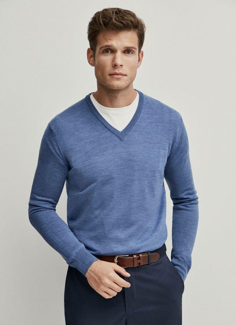 Hackett Mens Marino F/S V-Neck Jersey HM702457