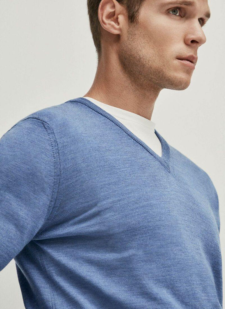 Hackett Mens Marino F/S V-Neck Jersey HM702457