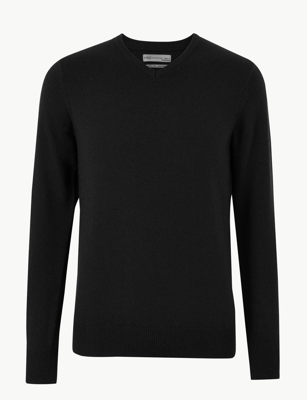 M&S Mens Lambswool V-Neck L/S Jersey T30/2653M