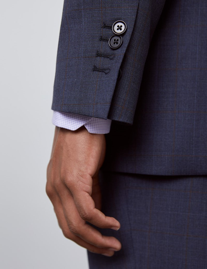 H & C Mens Wool Check Blazer-Long-JKCRUC56