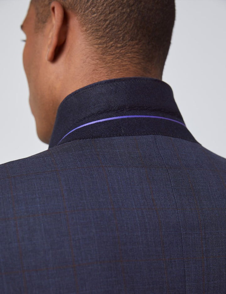 H & C Mens Wool Check Blazer-Long-JKCRUC56