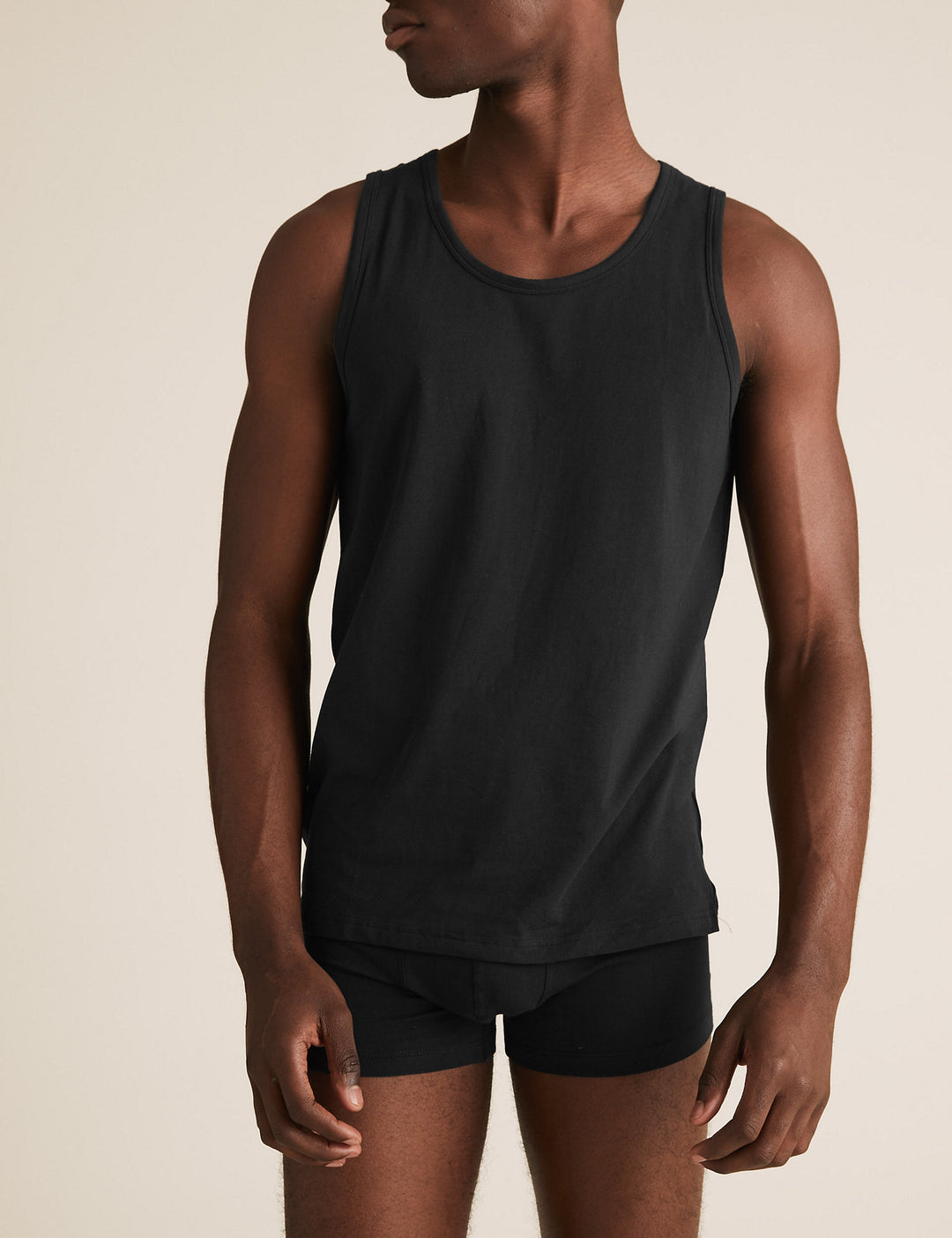 M&S Men Cool Fresh 3-Pair Cotton Lycra S/L Vest T14/4502S