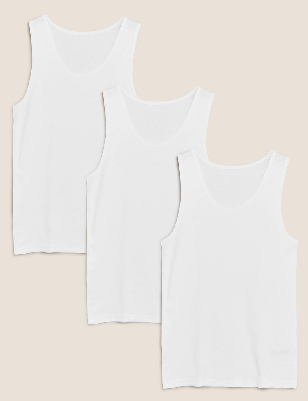 M&S Men Cool & Fresh 3-Pair Cotton Lycra S/L Vest White Color T14/4502S