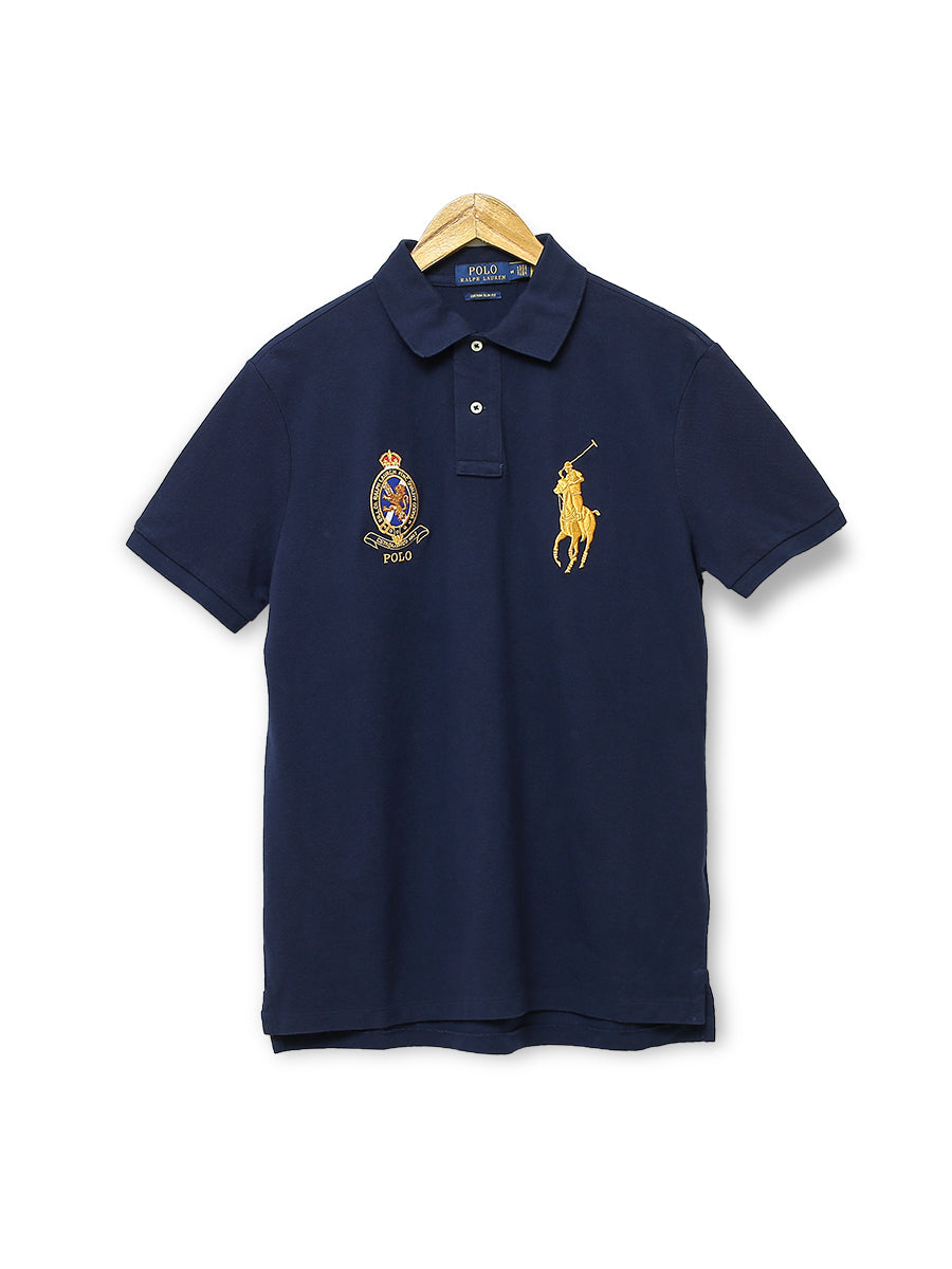 R-L Men S/S Crown Christ Baged Plain Polo-10477