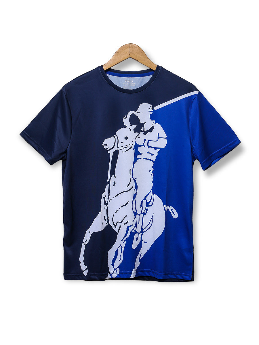 R-L Men S/S Polyester Big Pony Print R/N T-Shirt-10293