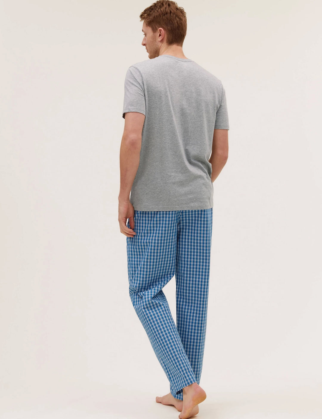 M&S Mens Woven Cotton Pajama & S/S T-Shirt T07/3174