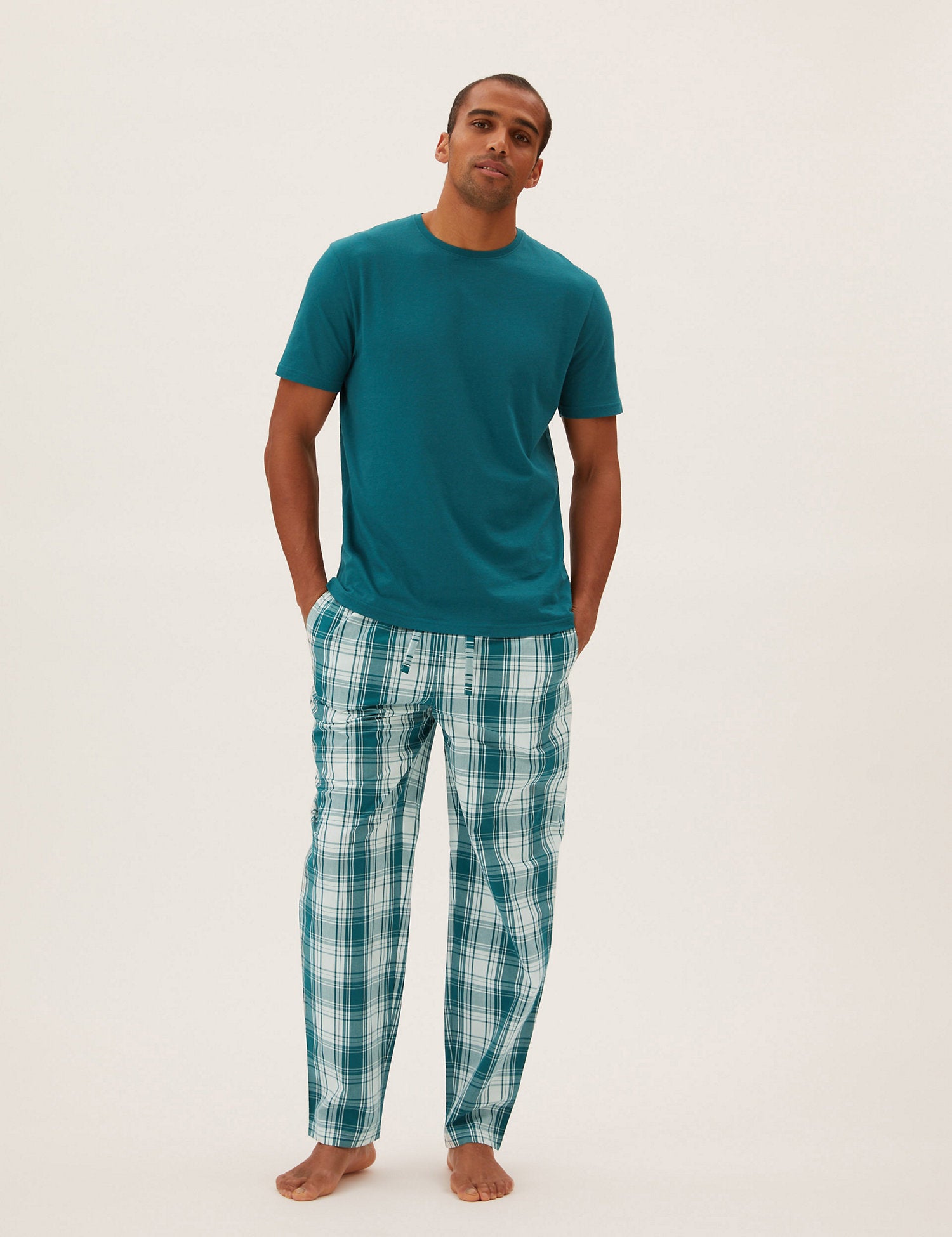 M S Mens Woven Cotton Pajama S S T Shirt T07 3175