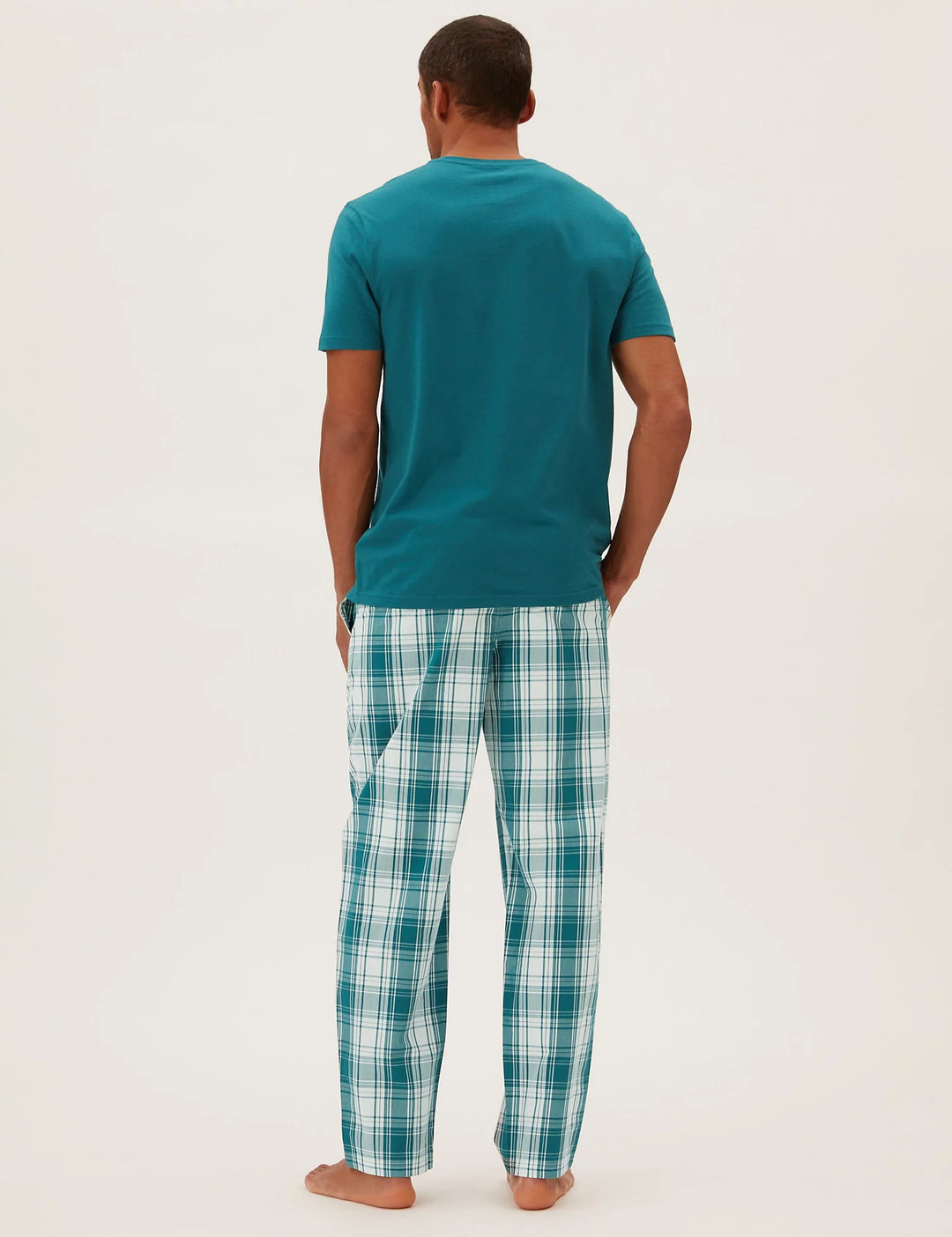 M&S Mens Woven Cotton Pajama & S/S T-Shirt T07/3175