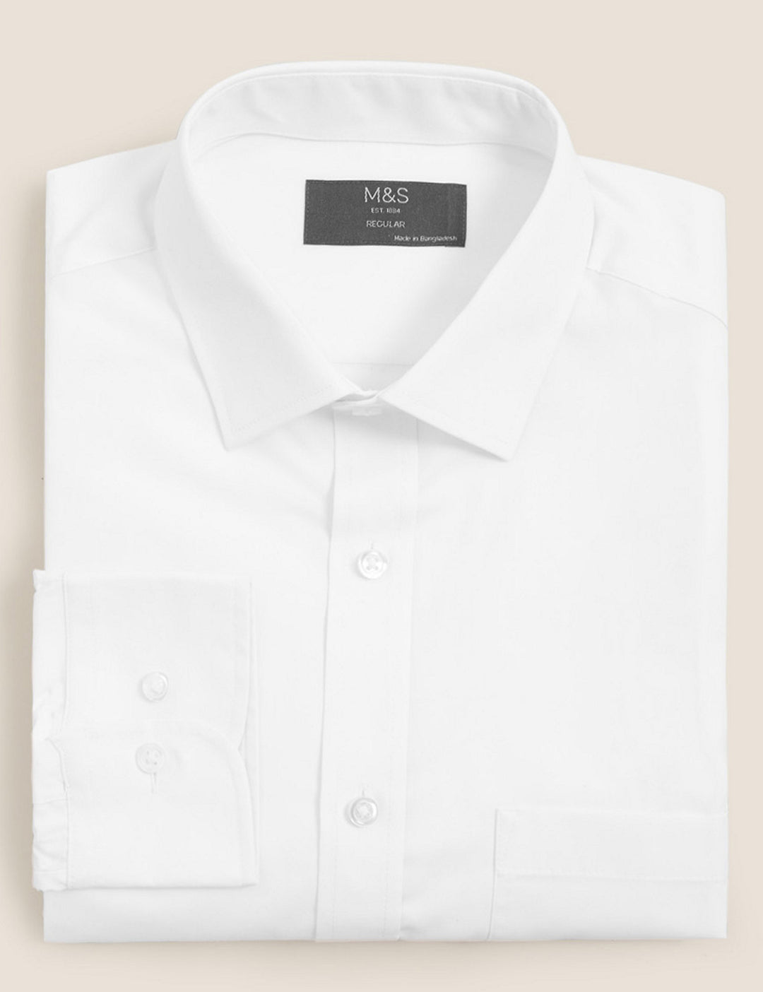 m and s mens dress shirts M&S Light Blue Solid Button-Down Shirt | Size Large