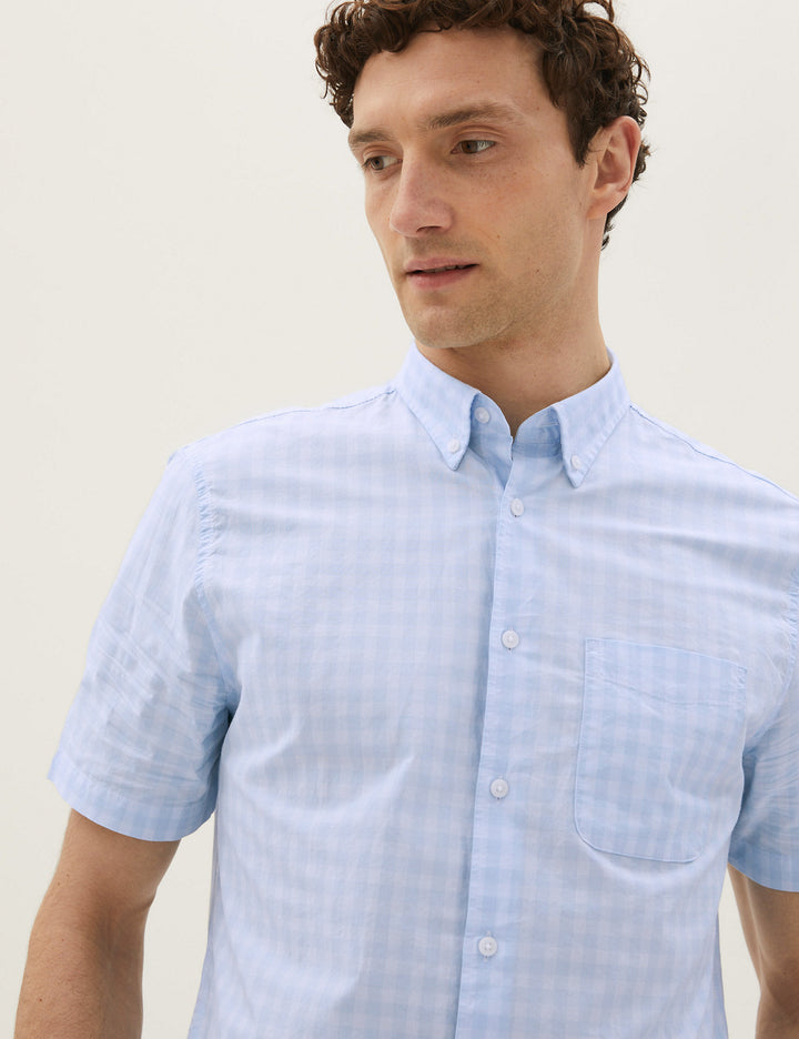 M&S Mens S/S Check B-Shirts T25/1213M