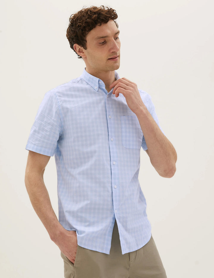 M&S Mens S/S Check B-Shirts T25/1213M