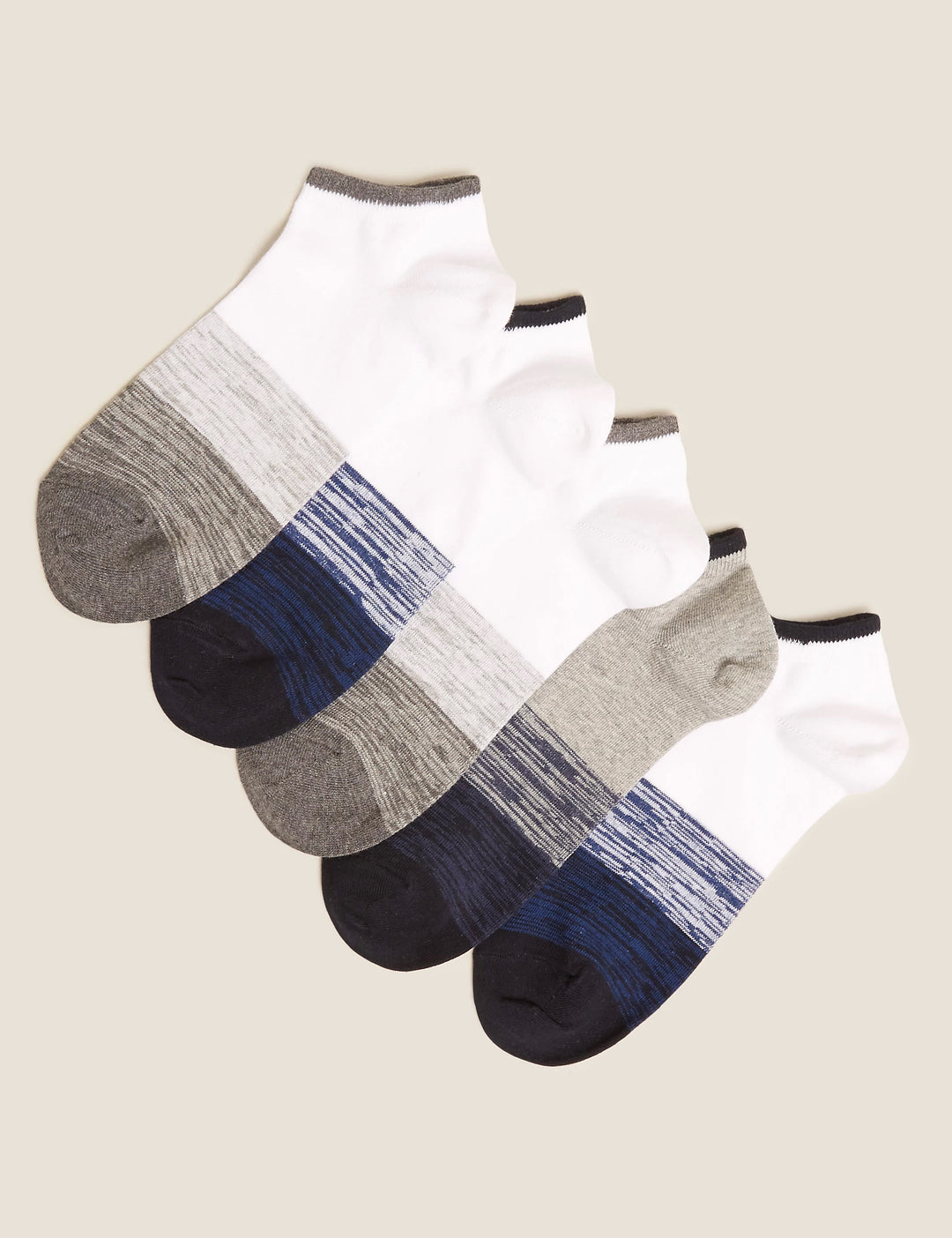 M & S Men Cool & Fresh 5Pair Cotton Anckle Socks T10/0391