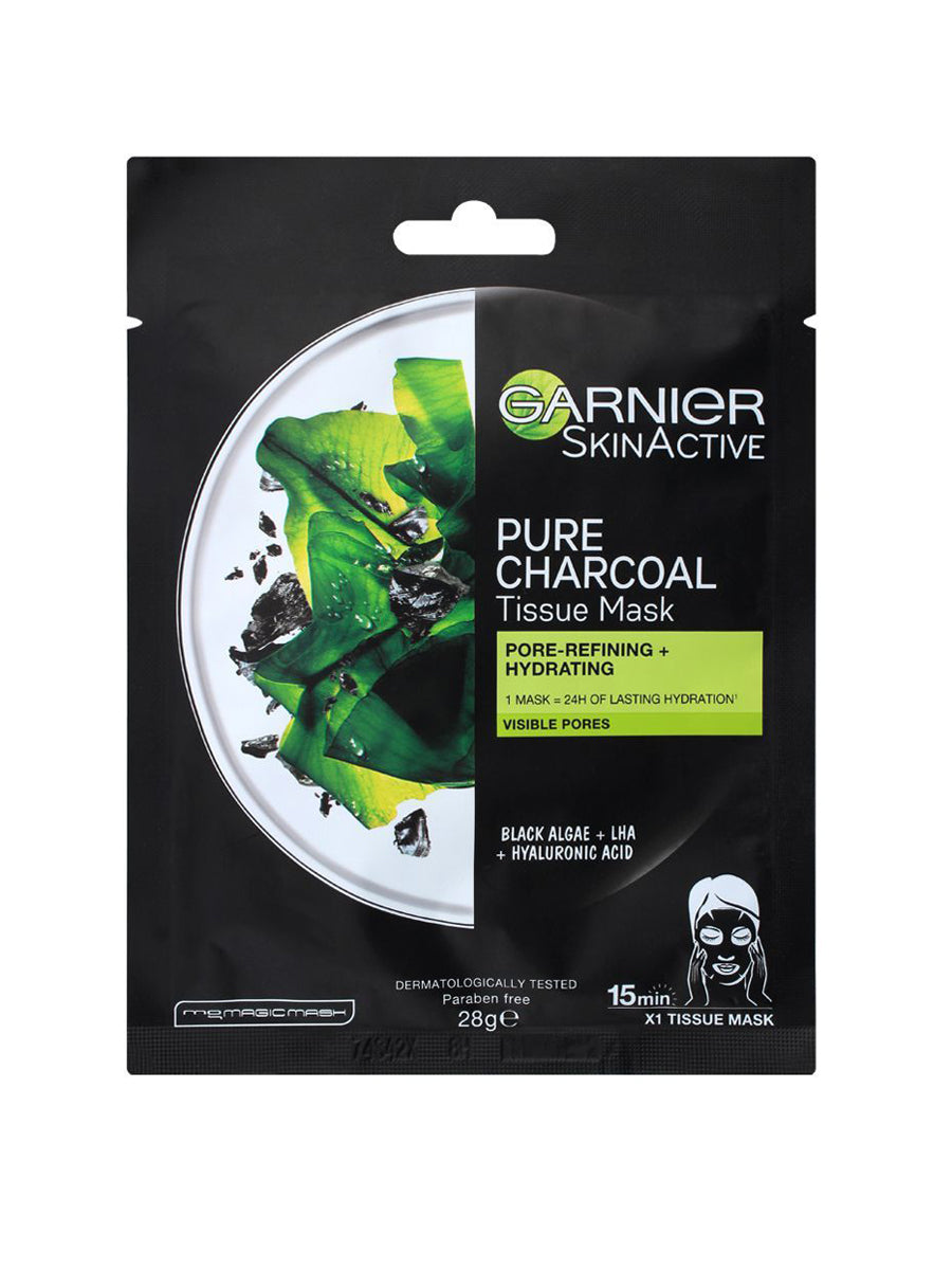 Garnier Pure Charcoal Tissue Mask Pore Refining+Hydrating Black Tea 28g