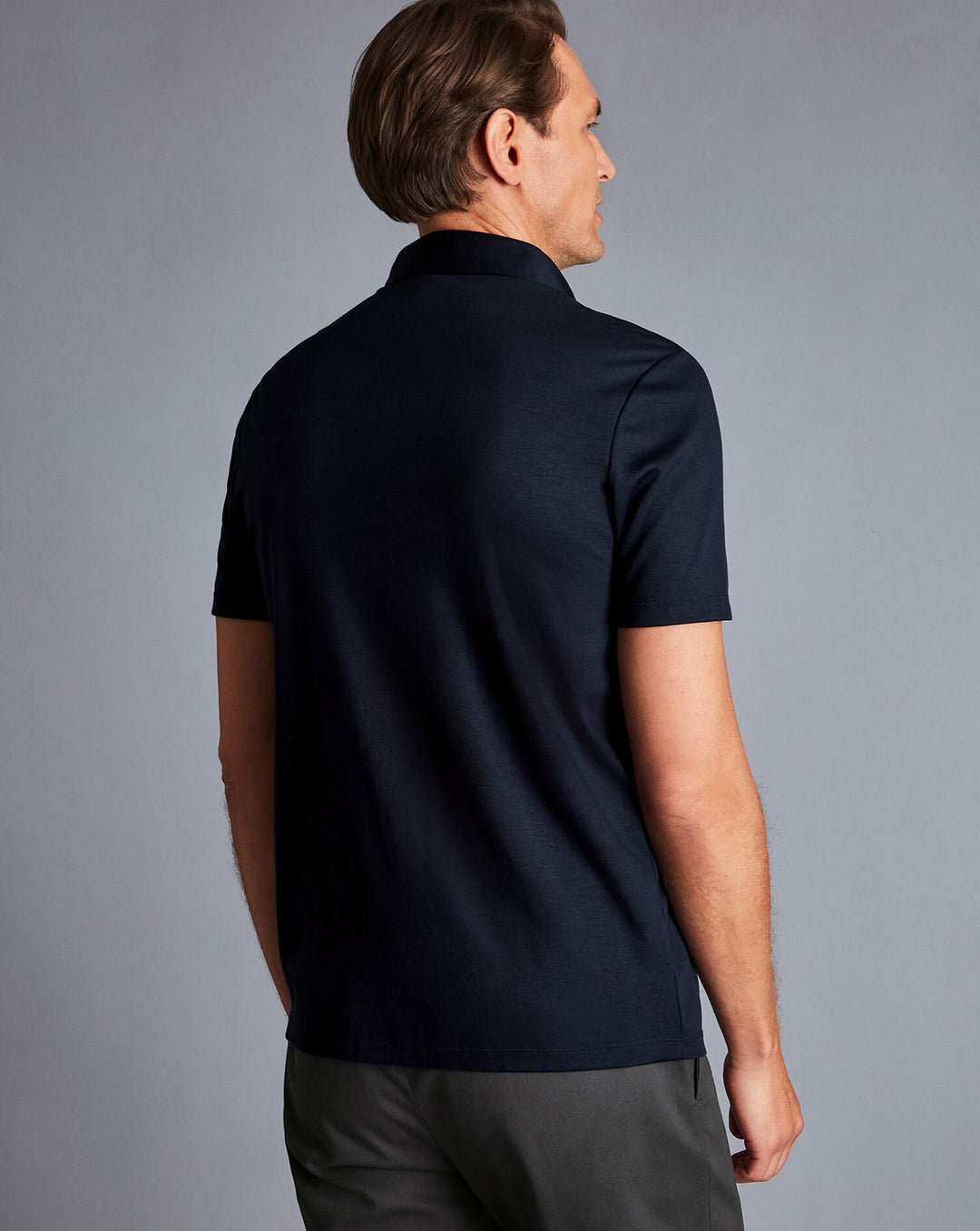 Navy Blue Plain Short Sleeve Jersey Polo