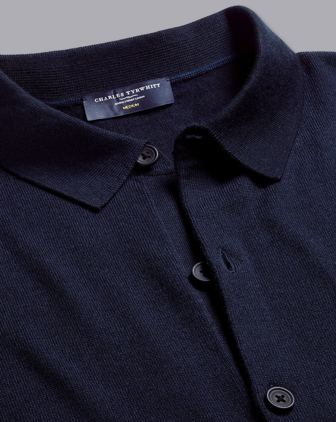 Navy Blue Pure Merino Button Through Shirt Cardigan